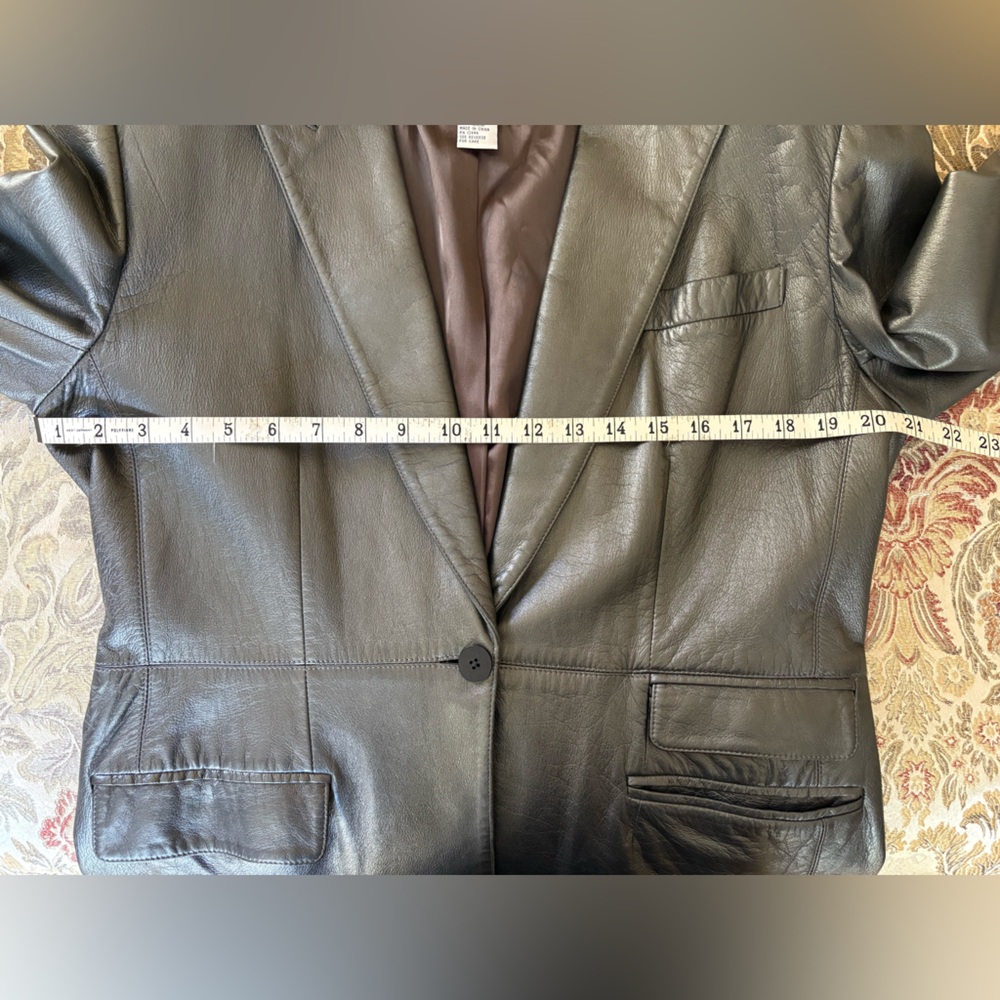 Barry Bricken boyfriend leather blazer in gunmetal 12 - Picture 4 of 8